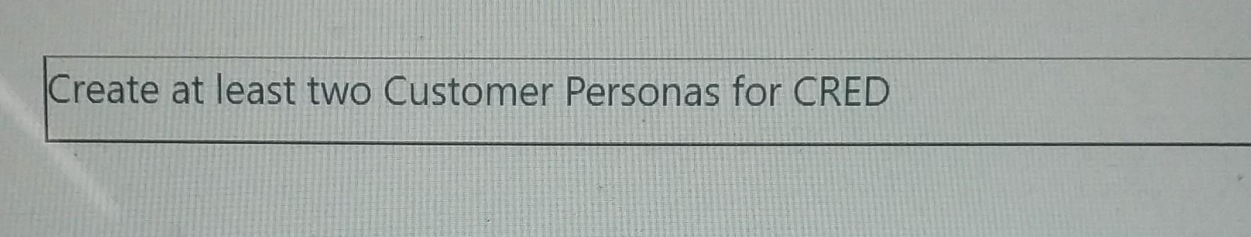 Create at least two Customer Personas for CRED