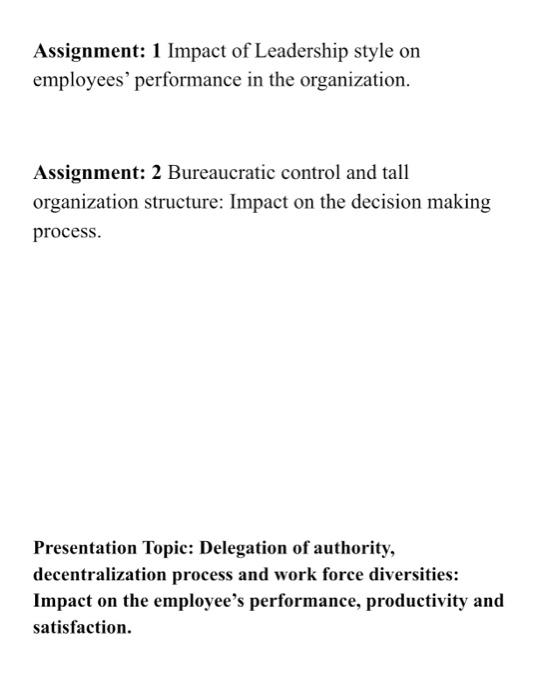 Assignment: 2 Bureaucratic control and tall