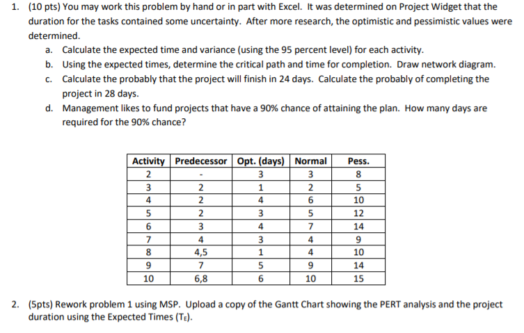 1. (10 pts) You may work this problem by hand or