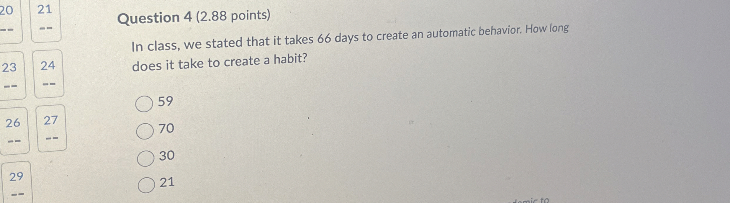 Question 4 ( 2 . 8 8 points ) In class, we stated
