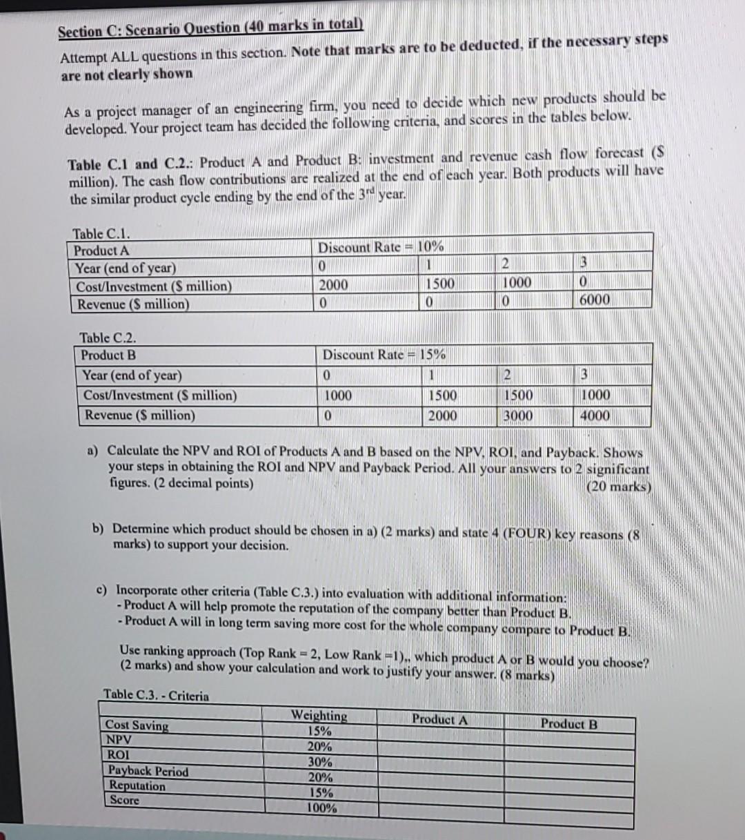 Section C: Scenario Question (40 marks in total)