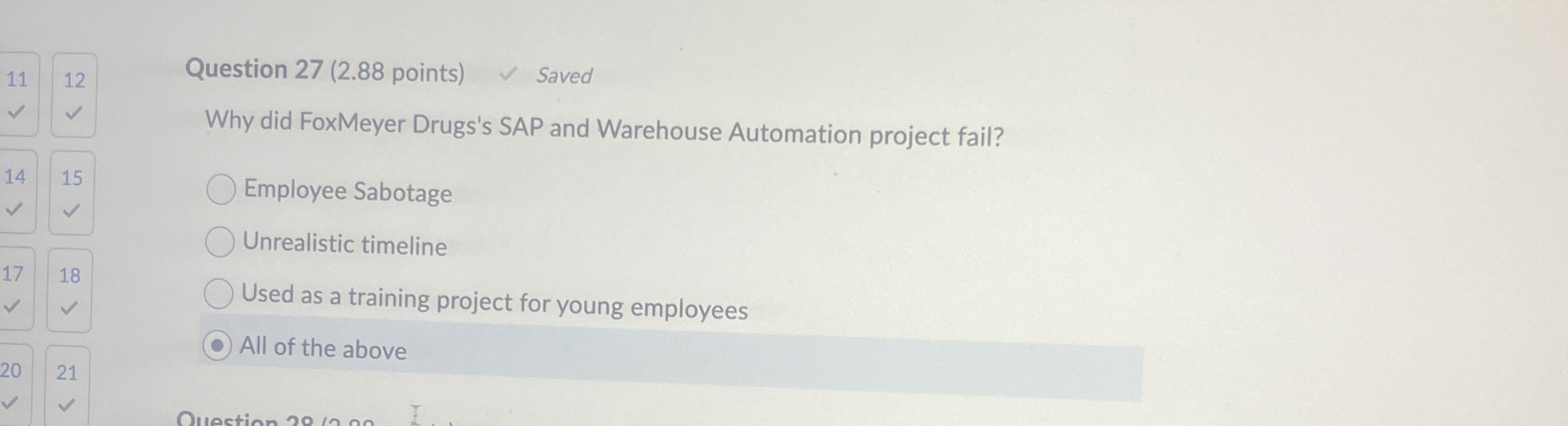 1 1 , 1 2 Question 2 7 ( 2 . 8 8 points ) Saved