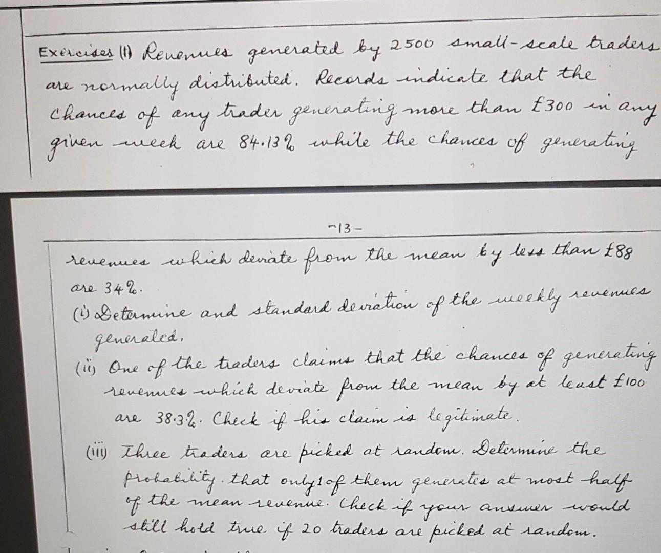 are Exercises (1) Revenues generated by 2500