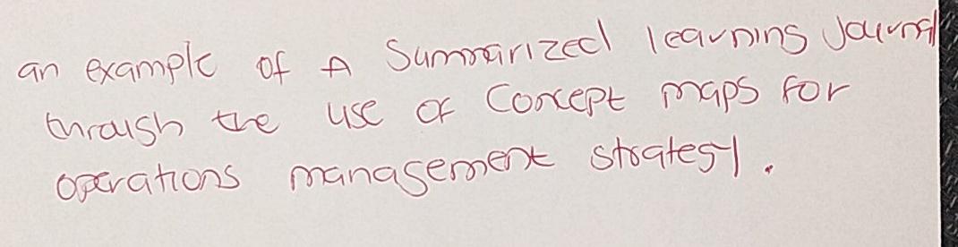 example of a summarized learning Journal through