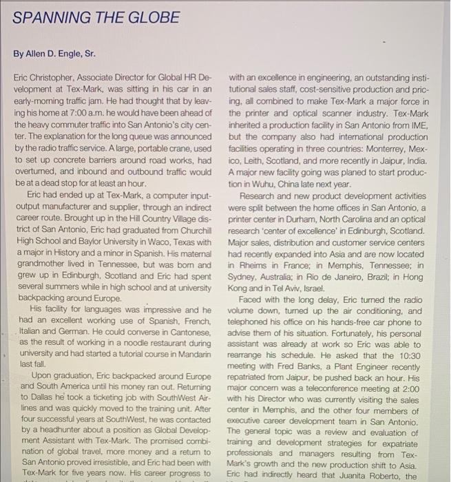 SPANNING THE GLOBE By Allen D. Engle, Sr. Eric