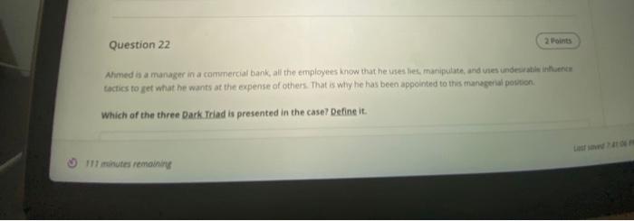 2 Points Question 22 Ahmed is a manager in a