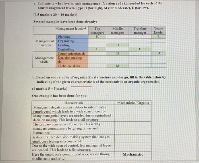 i need the correct answers for these two tables