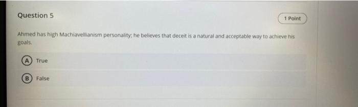 Question 5 1 Point Ahmed has high