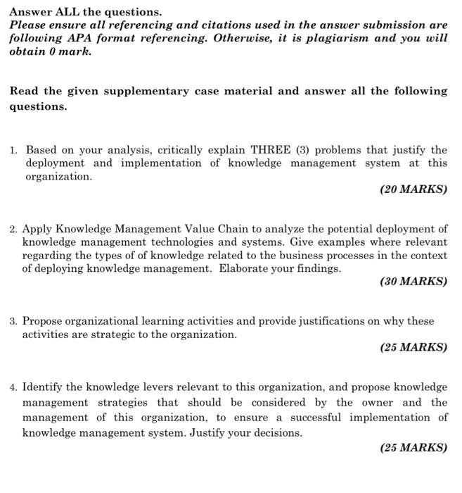 Answer ALL the questions. Please ensure all