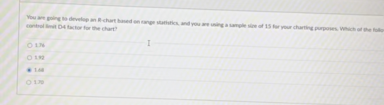 You are going to develop an R - chart based on