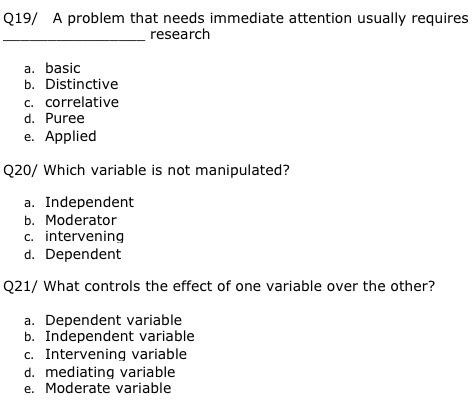 theses are from research methods course Q19/ A