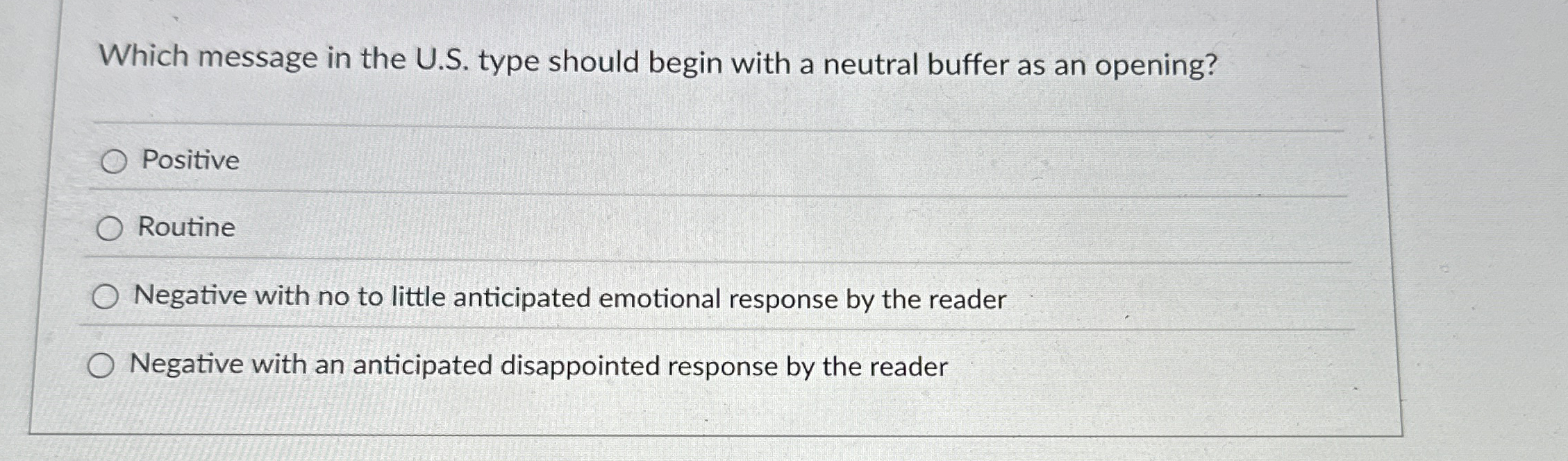 Which message in the U . S . type should begin