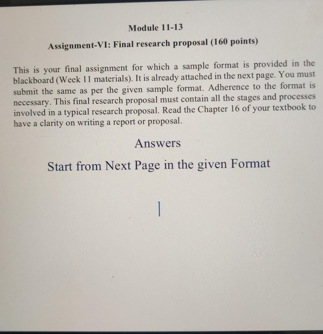 how to write a final research proposal Module