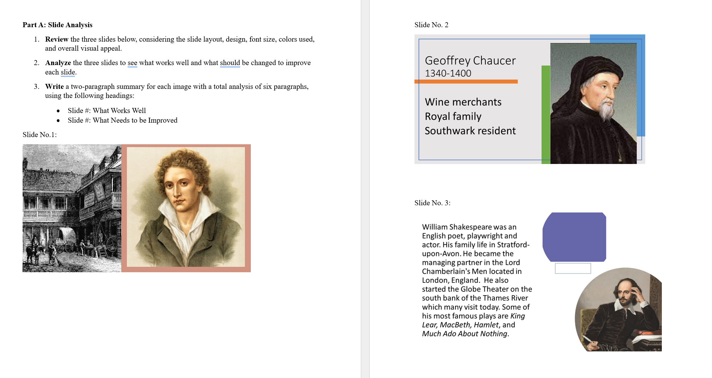 Part A: Slide Analysis 1 . Review the three