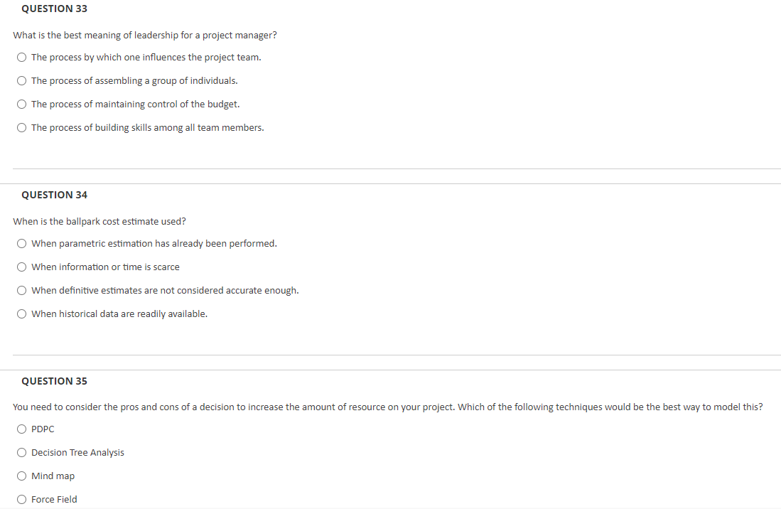 QUESTION 33 What is the best meaning of