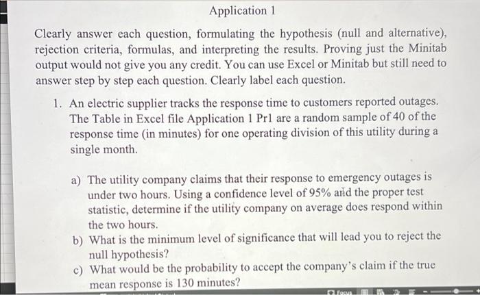 engineering statistics the excel sheet is not