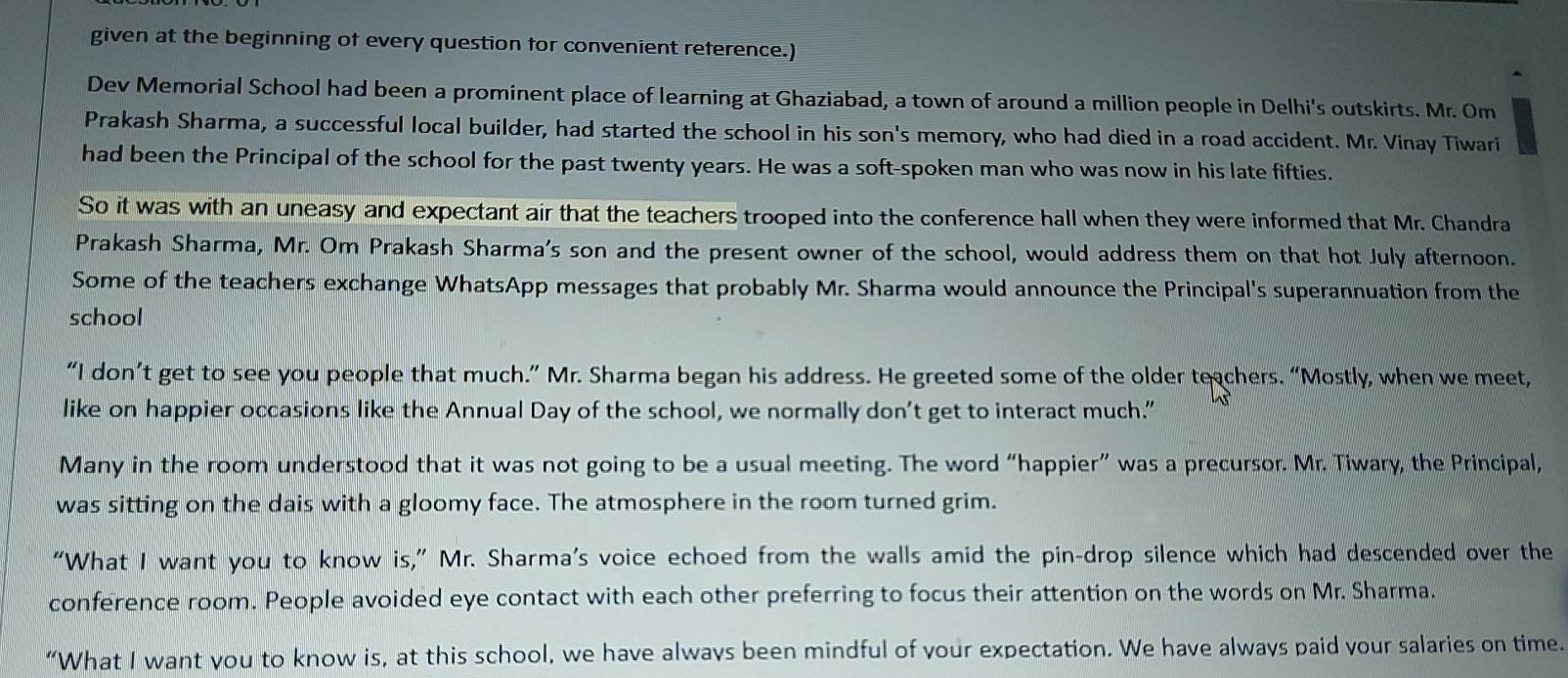 given at the beginning of every question for