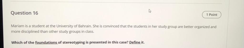 Question 16 1 Point Mariam is a student at the