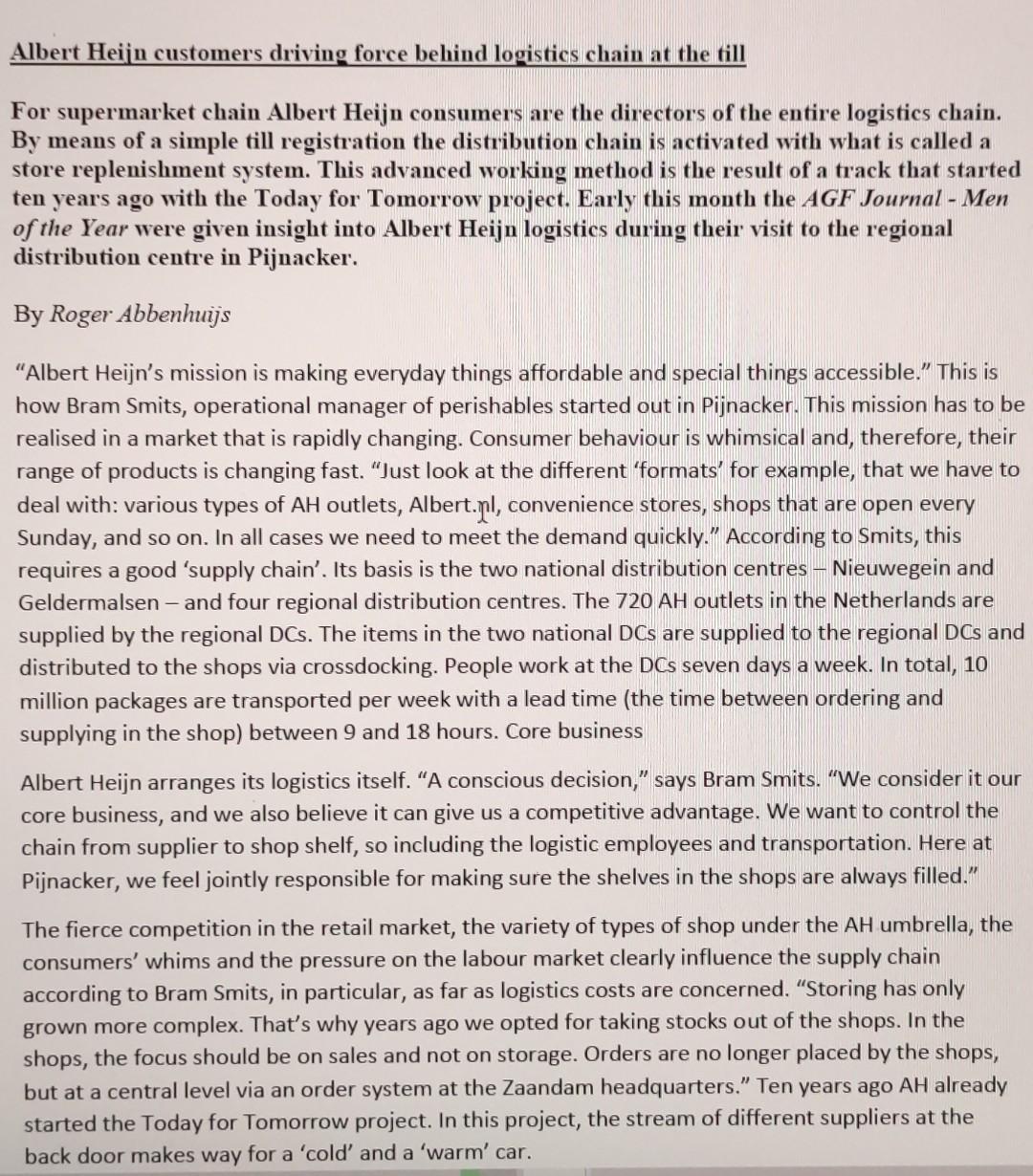 Please read the article then provide a unique