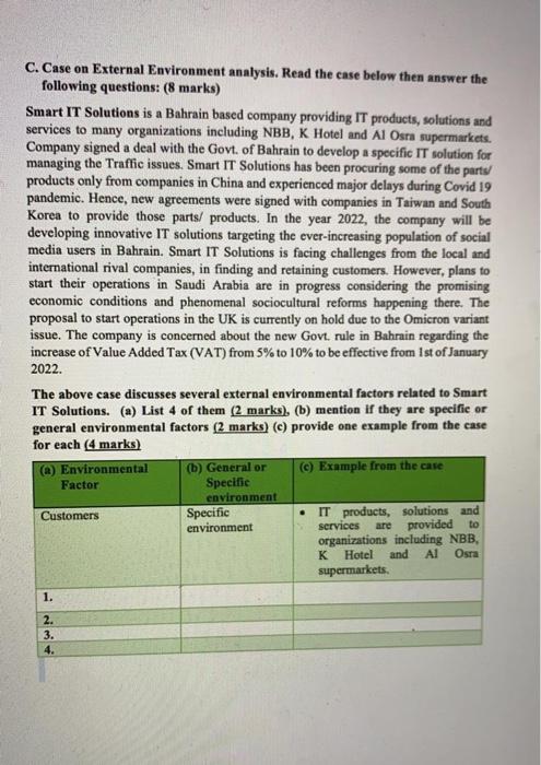 C. Case on External Environment analysis. Read