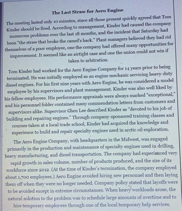 please answer all The Last Straw for Aero Engine