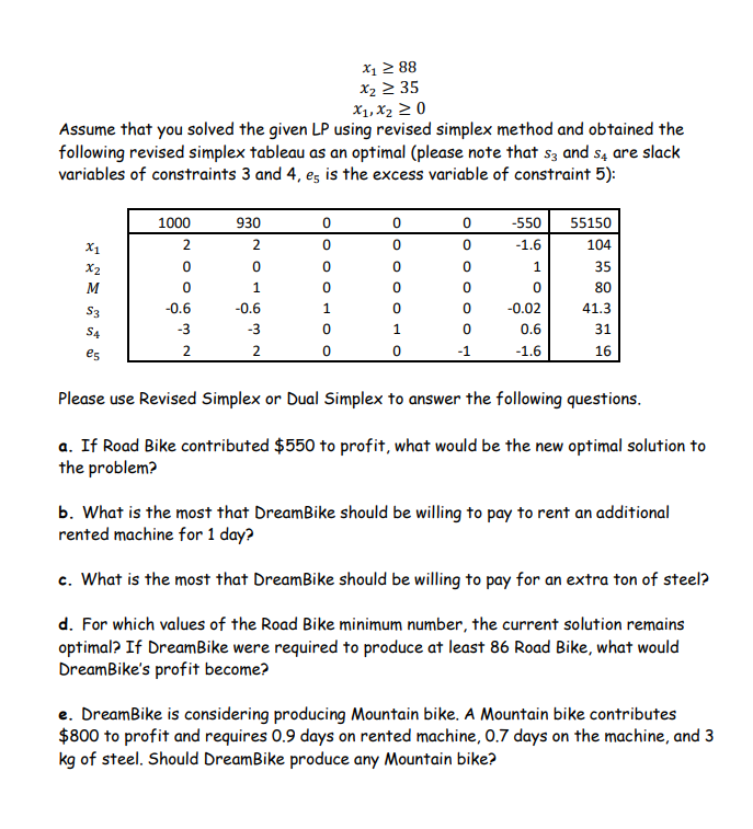 X1 288 X2 235 X1, X220 Assume that you solved the