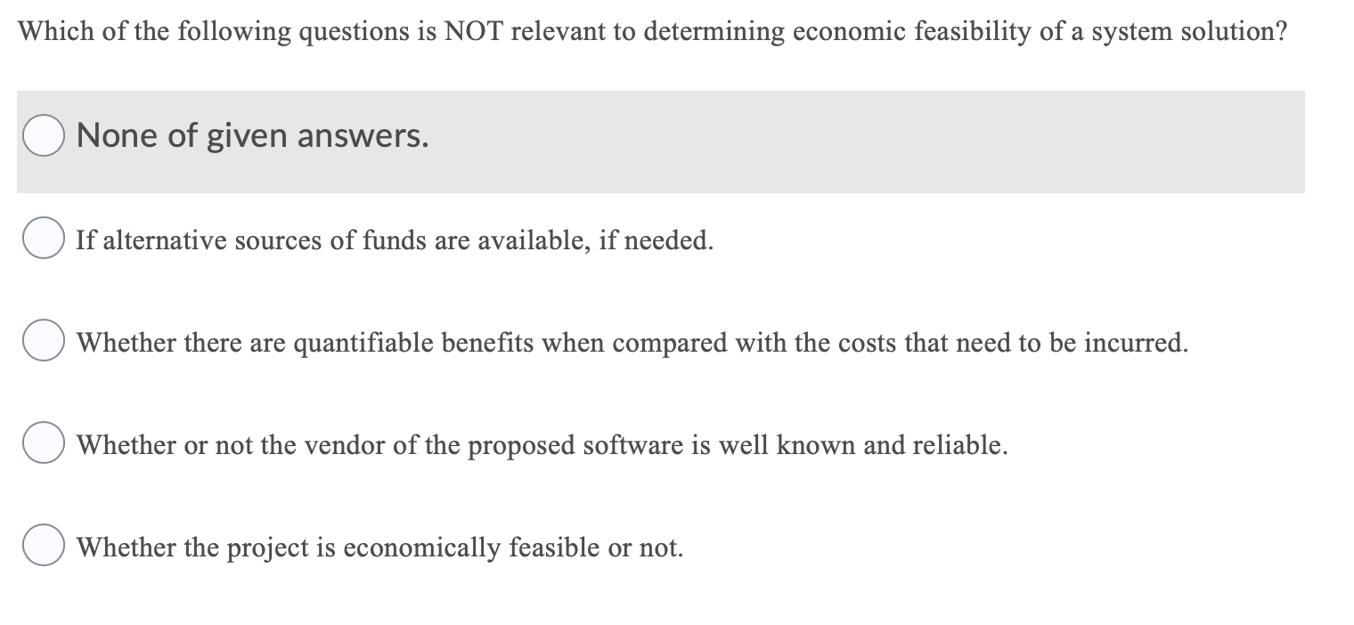 Which of the following questions is NOT relevant