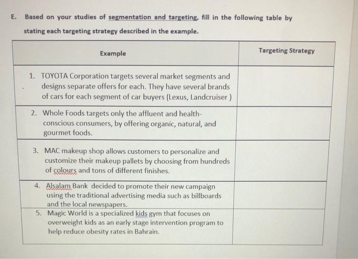 D. Read the examples below and state the type of