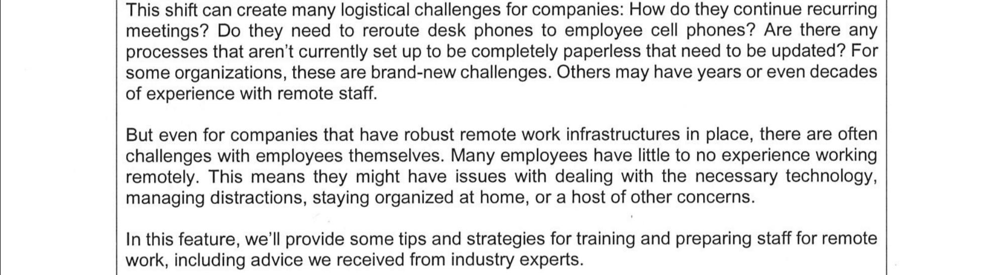 Training Employees to Effectively Work from Home