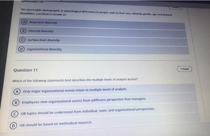 QUESTION The observable demographic or