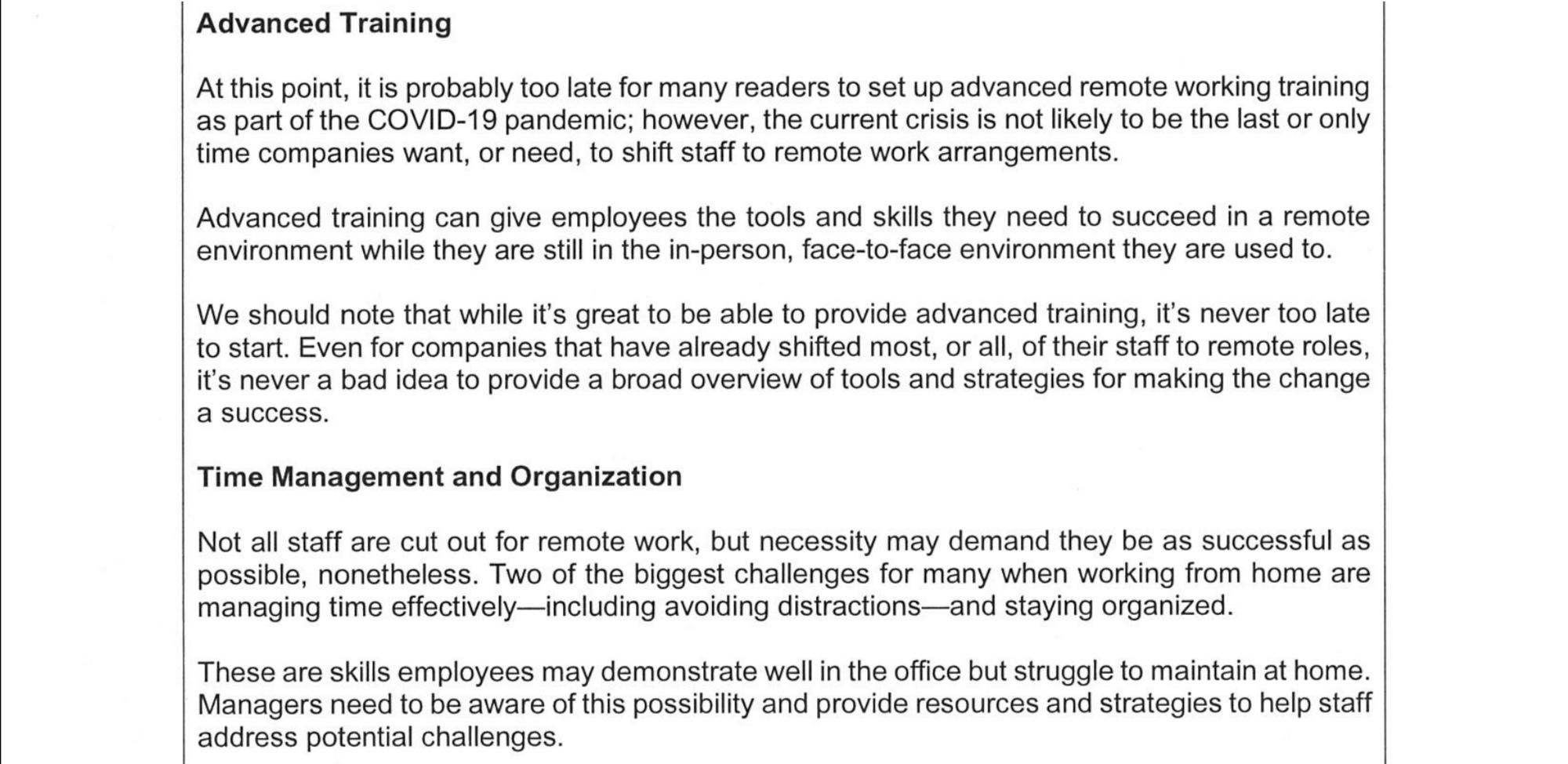 Training Employees to Effectively Work from Home