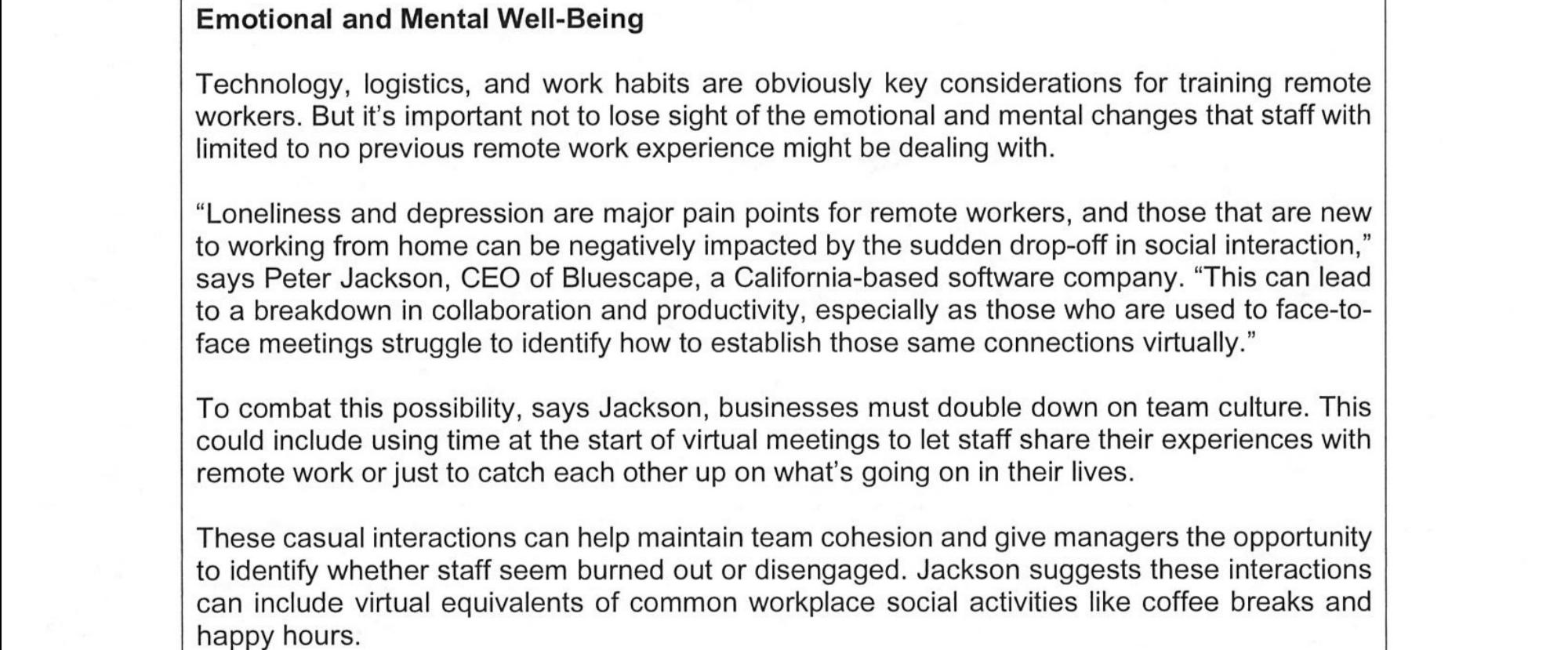 Training Employees to Effectively Work from Home