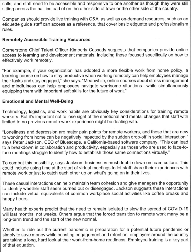 Training Employees to Effectively Work from Home