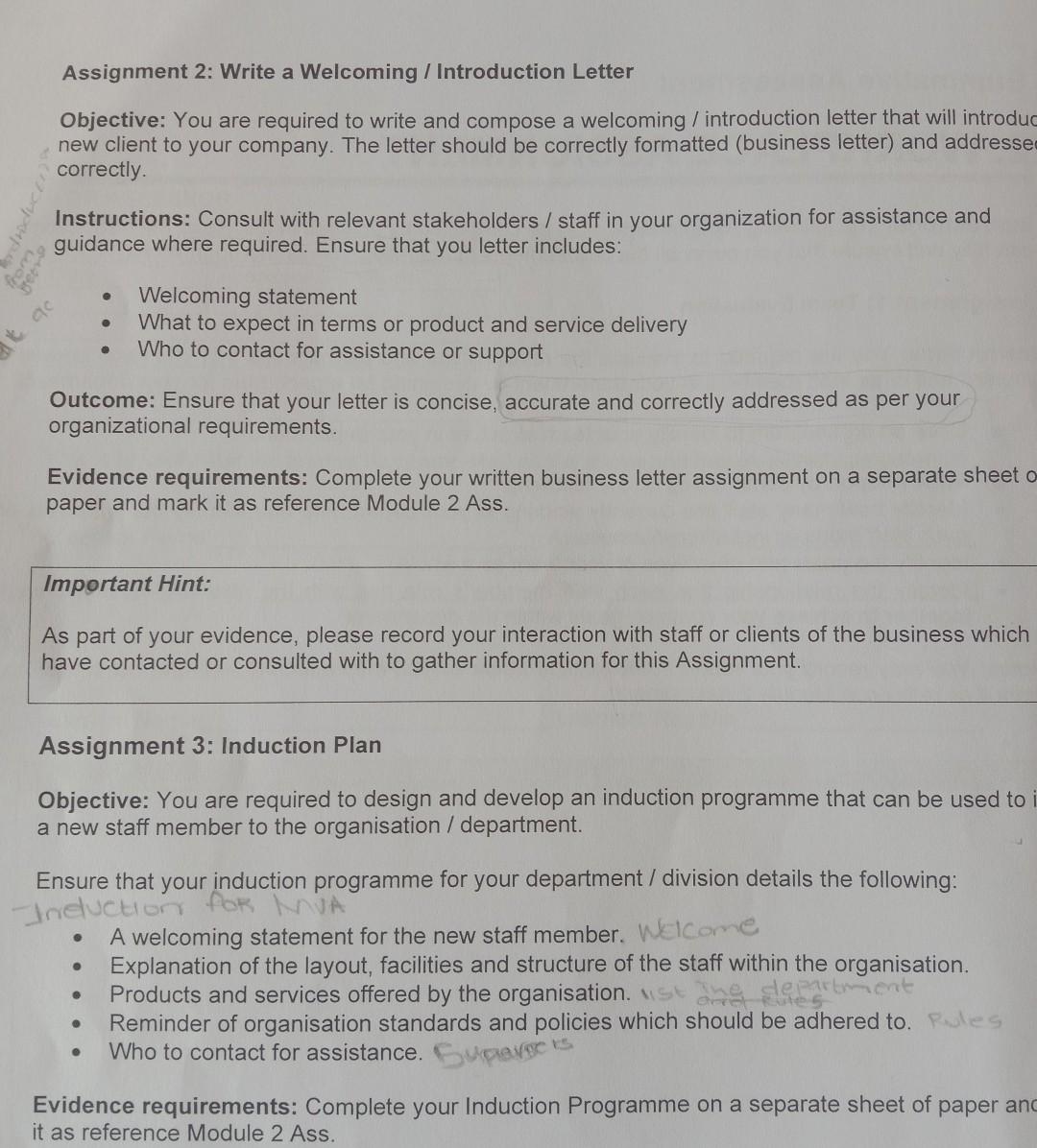 Assignment 2: Write a Welcoming / Introduction