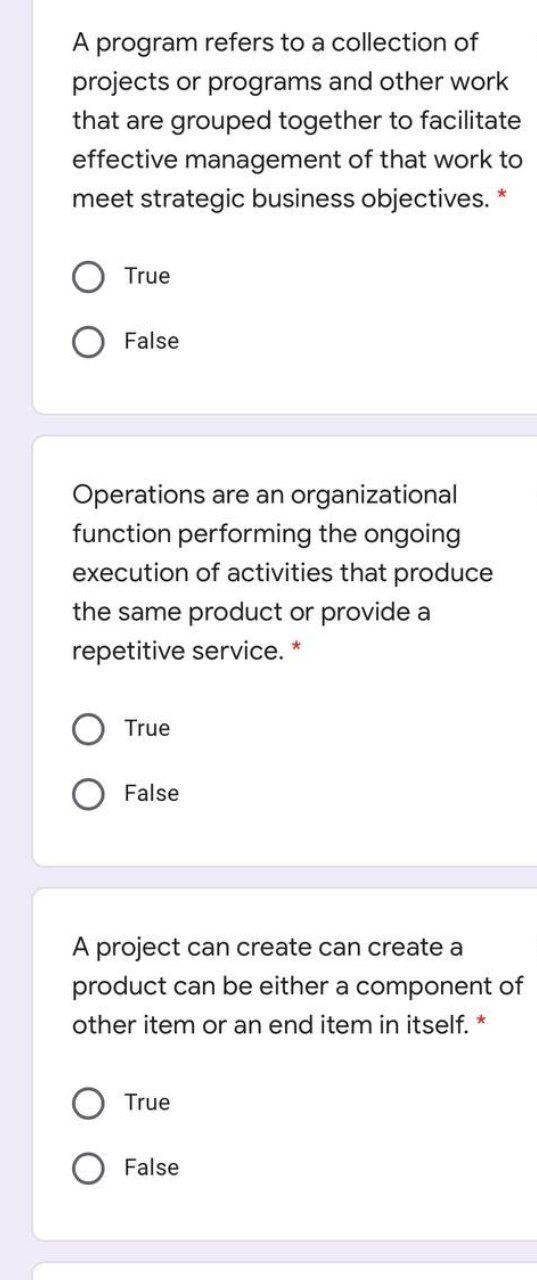 A program refers to a collection of projects or