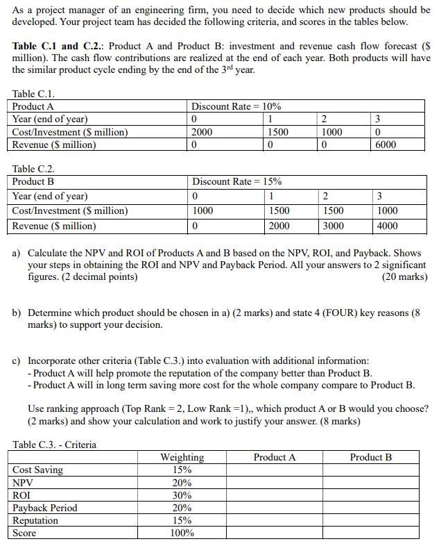 As a project manager of an engineering firm, you