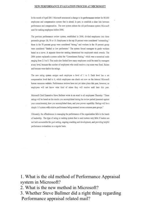 NEW PERFORMANCE EVALUATION PROCESS AT MICROSOFT