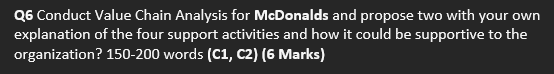 Q6 Conduct Value Chain Analysis for McDonalds and
