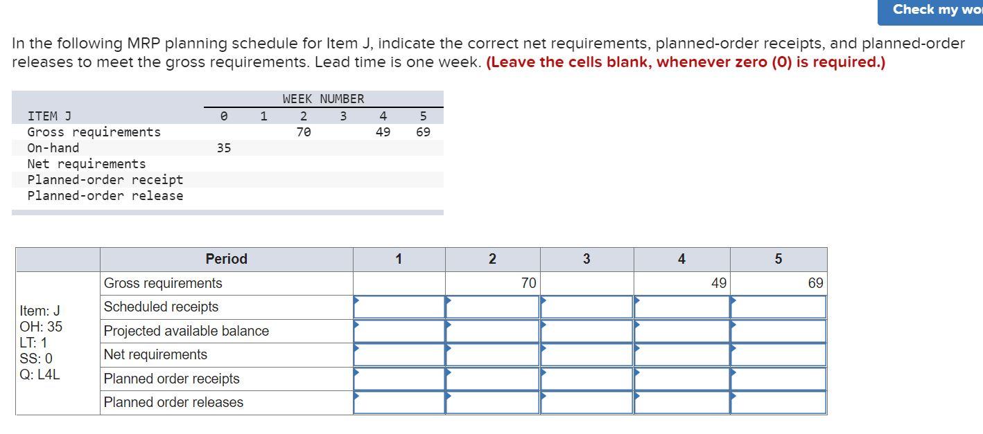 Check my wo! In the following MRP planning