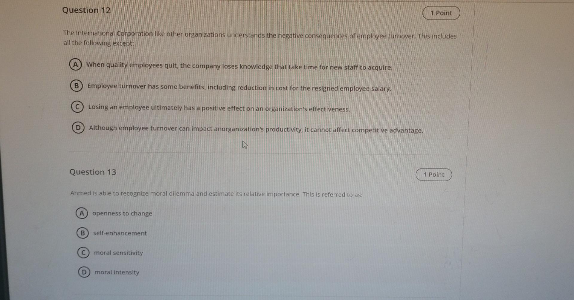 Question 12 1 Point The International Corporation
