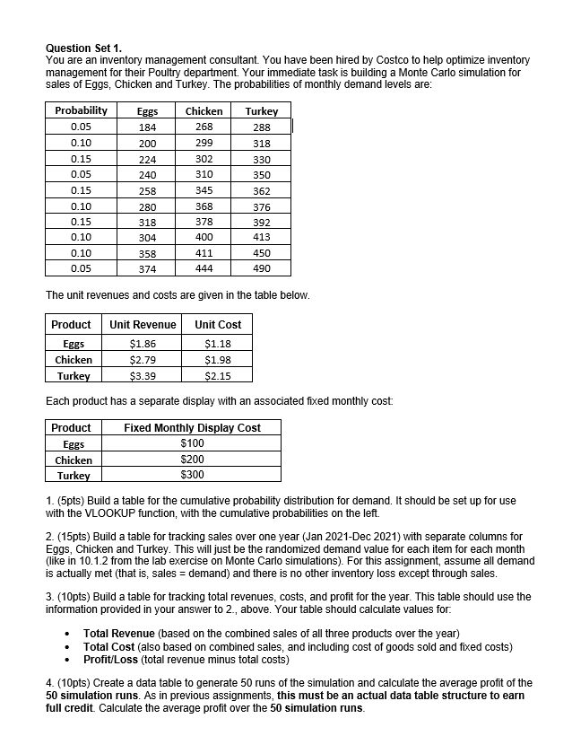 Please solve everything on Excel and INCLUDE ALL