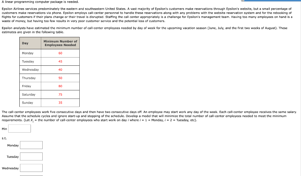 A linear programming computer package is needed.