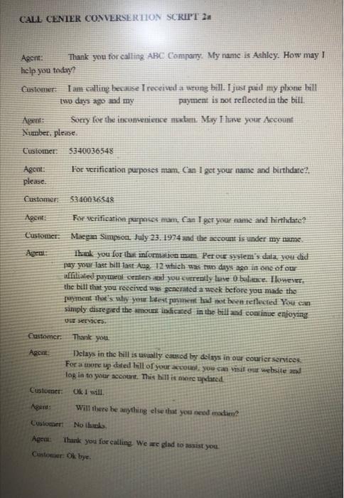 Review the scripts in the Contact Centre Script
