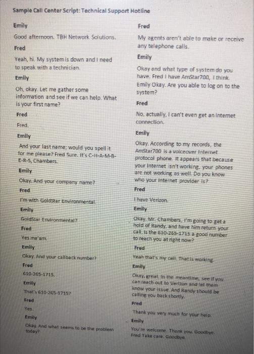 Review the scripts in the Contact Centre Script