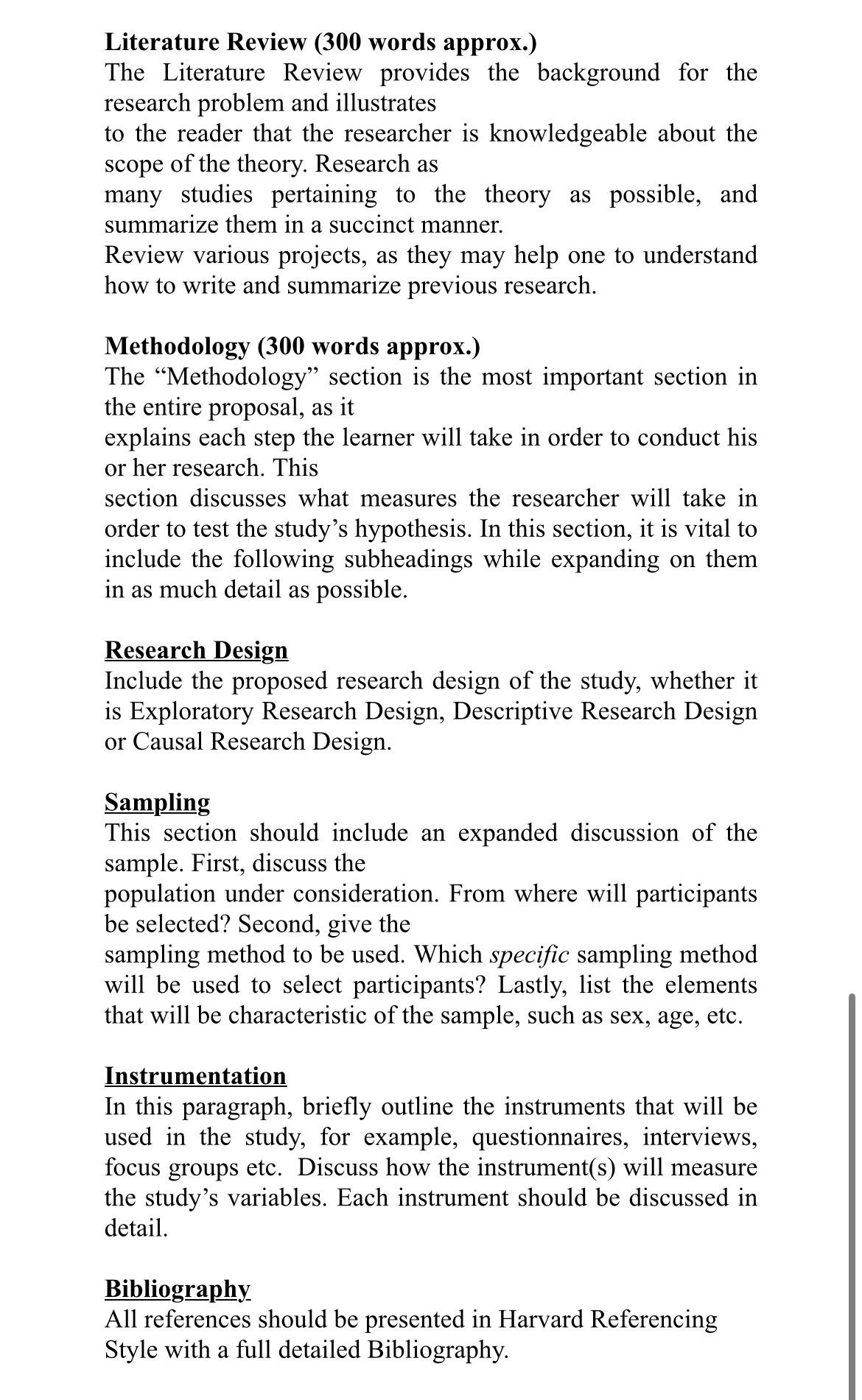 \ table [ [ Research Project Sections, \ table [