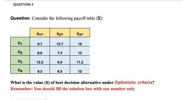 QUESTION 3 Question: Consider the following