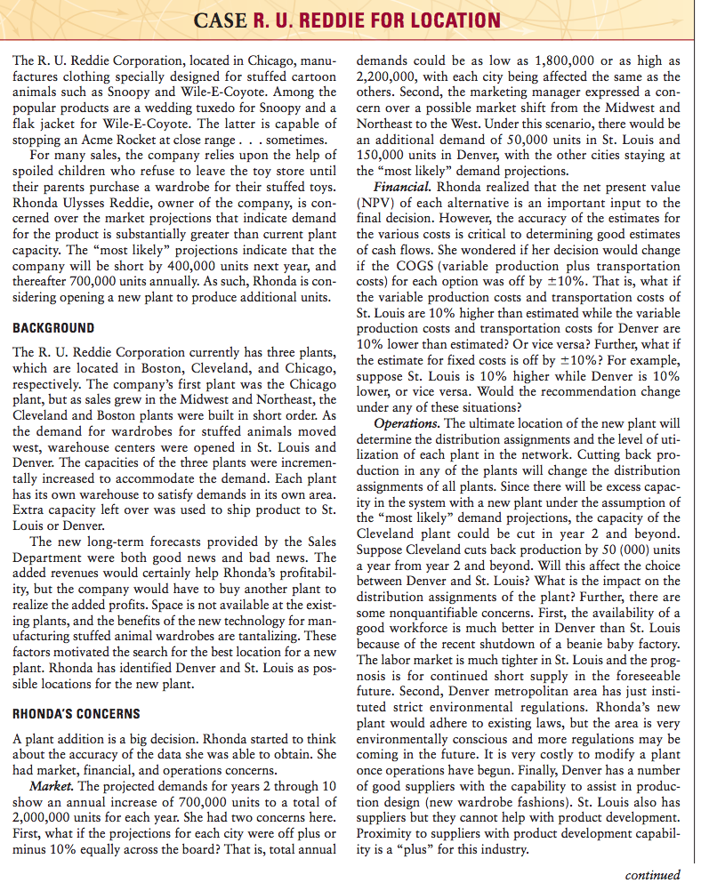 1- Write a memo from your team to R.U. Reddie