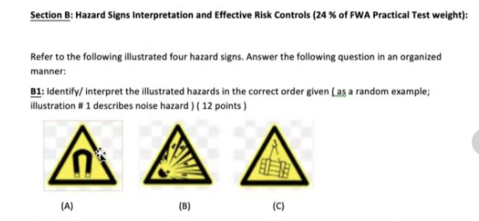 Health an safety Section B: Hazard Signs
