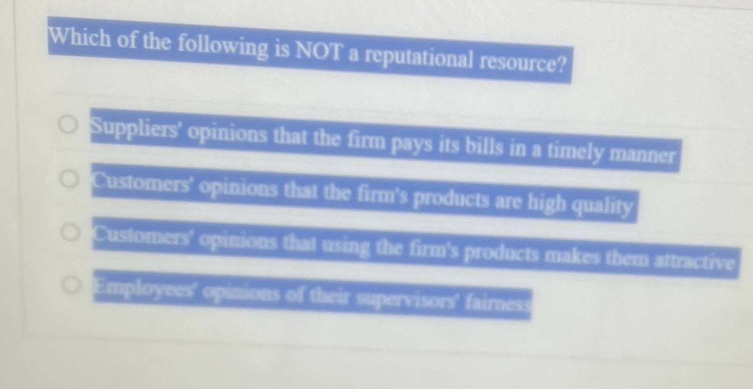 Which of the following is NOT a reputational