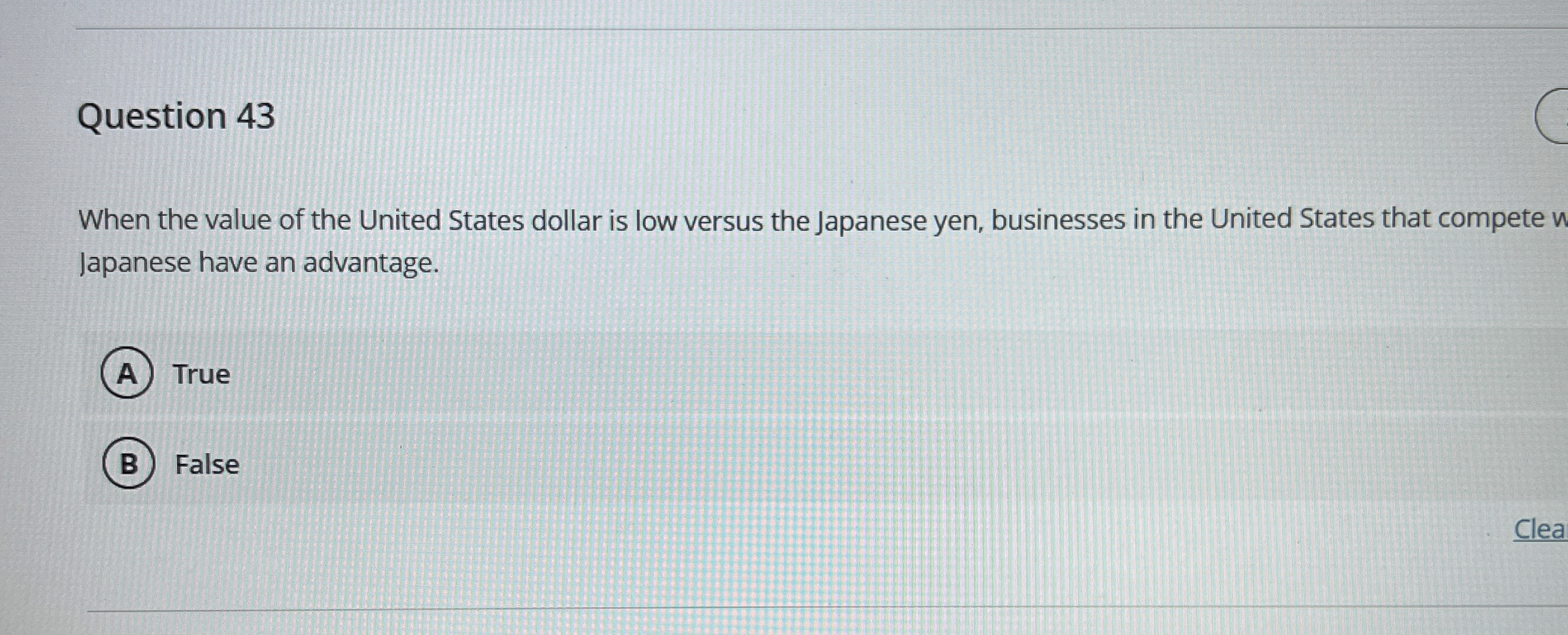 Question 4 3 When the value of the United States
